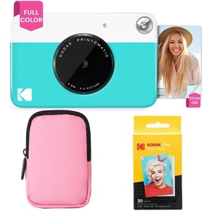 image:imageKodak Printomatic FullColor Instant Print Camera Starter Bundle  Soft Case  Zink 20pk Photo Paper  Colorful Photos On 2x3 StickyBack Paper  Fun Gift for Birthday Christmas Holiday  Blue