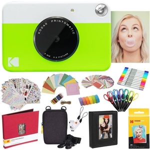 image:imageKodak Printomatic Instant Camera Green AllinBundle  Zink Paper 20 Sheets  Deluxe Case  Photo Album  7 Sticker Sets  Markers  Scissors and MoreGreen