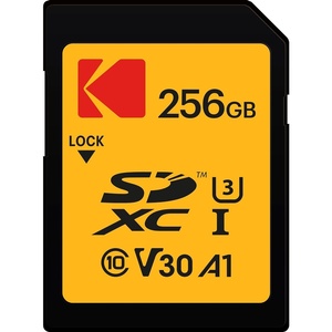 image:imageKodak SDXC Card 256GB UHSI U3 V30 Ultra  Up to 95MBs Max Read Speed  Write Speed 85MBs Max  Storage of 4K Ultra HD Videos and HD Photos  SD Card256GB