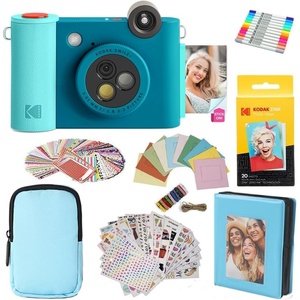 image:imageKodak Smile 2in1 Digital Instant Print Camera amp Photo Printer Gift Bundle  Case  Zink 2x3 Sticky Back Photo Paper 20pk  Album  Sticker Frames  Hanging Frames  Sticker Sets  Markers  Blue