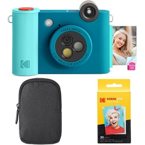 image:imageKodak Smile 2in1 Digital Instant Print Camera amp Wireless Bluetooth Photo Printer Starter Bundle  Carrying Case  Zink 20pk StickyBack Photo Paper  10MP SpecialEffect Rotating Lens  Blue