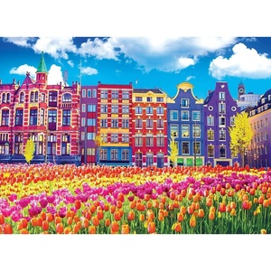 image:imageRoseArt  Kodak Premium  Traditional Old Buildings and Tulips in Amsterdam Netherlands Holland  1000 Piece Jigsaw Puzzle for Adults