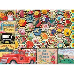 image:imageRoseArt Kodak Premium Library Mischief 1000 Piece Jigsaw Puzzle for AdultsHoneycomb Flowers and Seeds