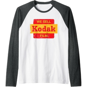 image:imageVintage We Sell Kodak Film Retail sign design Raglan Baseball TeeDark Heather GreyWhite