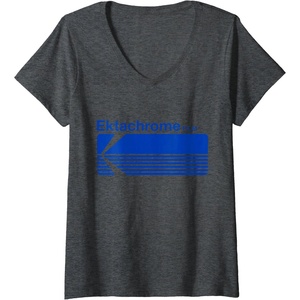 image:imageWomens Ektachrome Film Vintage Logo VNeck TShirtDark Heather Grey