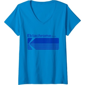 image:imageWomens Ektachrome Film Vintage Logo VNeck TShirtSapphire Blue