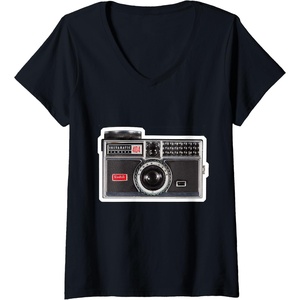 image:imageWomens KODAK INSTAMATIC Camera Design VNeck TShirtBlack