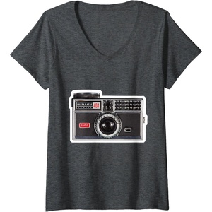 image:imageWomens KODAK INSTAMATIC Camera Design VNeck TShirtDark Heather Grey