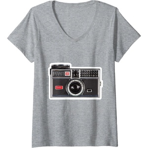 image:imageWomens KODAK INSTAMATIC Camera Design VNeck TShirtHeather Grey
