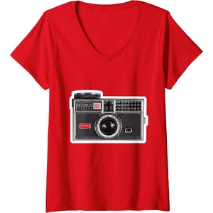 image:imageWomens KODAK INSTAMATIC Camera Design VNeck TShirtRed