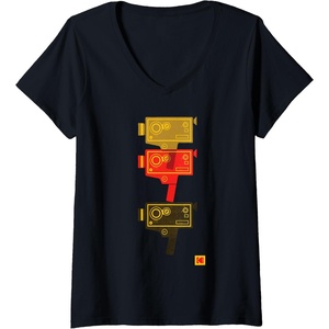 image:imageWomens KODAK M7 Movie Camera Art VNeck TShirtBlack