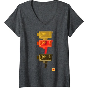 image:imageWomens KODAK M7 Movie Camera Art VNeck TShirtDark Heather Grey