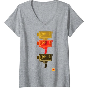 image:imageWomens KODAK M7 Movie Camera Art VNeck TShirtHeather Grey