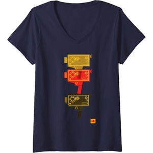 image:imageWomens KODAK M7 Movie Camera Art VNeck TShirtNavy Blue
