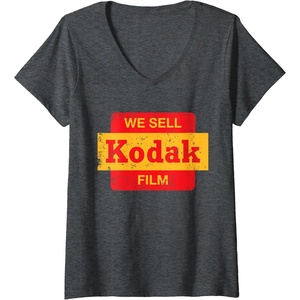 image:imageWomens Vintage We Sell Kodak Film Retail sign design VNeck TShirtDark Heather Grey