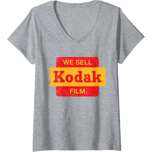 image:imageWomens Vintage We Sell Kodak Film Retail sign design VNeck TShirtHeather Grey