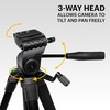 image:imageKodak PhotoGear 62 Tripod with Remote  Compact 3Section FlipLock Aluminum Tripod Adjusts 2262 QuickRelease Plate Smartphone Adapter amp 14 to 38 Screw Bubble Level Carry Case amp EGuide62 Without Remote