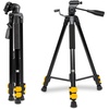 image:imageKodak PhotoGear 62 Tripod with Remote  Compact 3Section FlipLock Aluminum Tripod Adjusts 2262 QuickRelease Plate Smartphone Adapter amp 14 to 38 Screw Bubble Level Carry Case amp EGuide62 With Remote