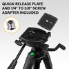 image:imageKodak PhotoGear 62 Tripod with Remote  Compact 3Section FlipLock Aluminum Tripod Adjusts 2262 QuickRelease Plate Smartphone Adapter amp 14 to 38 Screw Bubble Level Carry Case amp EGuide62 With Remote