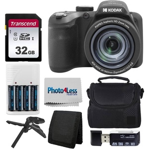 image:imageKodak PIXPRO AZ405 Digital Camera White Bundle with Case 32 GB SD Memory Card Memory Card Wallet Card Reader Table Tripod 4 AA Batteries amp White Charger and ClothBlack