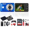 image:imageKodak Pixpro FZ55 Digital Camera Blue Bundle Including 128 GB Memory Card Rechargeable Battery Battery Charger Flexible Tripod Card Reader Card Wallet Hand Strap Full Cleaning Kit