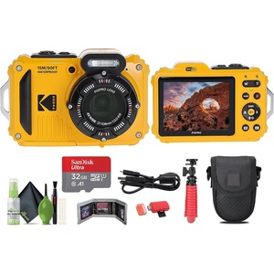 image:imageKODAK PIXPRO WPZ2 Rugged Waterproof Shockproof Dustproof WiFi Digital Vlogging Camera 16MP Yellow Bundle with 32GB Memory Card  Vlogger Tripod  Bag  Cleaning Kit  More AccessoriesYellow