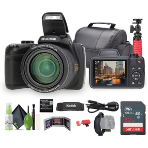 image:imageKodak PIXPRO Astro Zoom AZ528 16MP Vlogging Digital Camera Black with 52x Optical Zoom 24mm Wide Angle Lens Bundle with 32GB Memory Card  Vlogger Tripod  Bag  Cleaning Kit  More Accessories