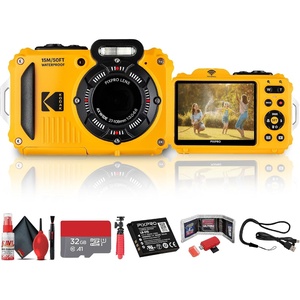 image:imageKodak PIXPRO WPZ2 Digital Camera Yellow  Waterproof Shockproof amp Dustproof Camera with 16MP Sensor 1080p Video amp 4X Optical Zoom  for Travel amp Outdoor use  32GB Card  Vlogger Tripod  More