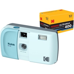 image:imageKODAK EC35 35mm Film Camera 35mm Reusable FocusFree Builtin Flash Slide Cover Beginner Friendly Film amp AA Battery are not Included Single Midnight BlackPowder Blue