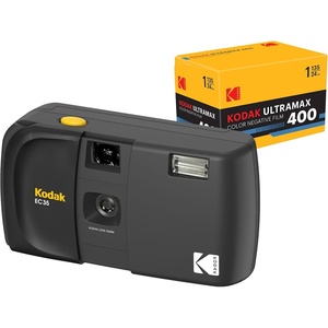 image:imageKODAK EC35 35mm Film Camera 35mm Reusable FocusFree Builtin Flash Slide Cover Beginner Friendly Film amp AA Battery are not Included Single Midnight BlackMidnight Black