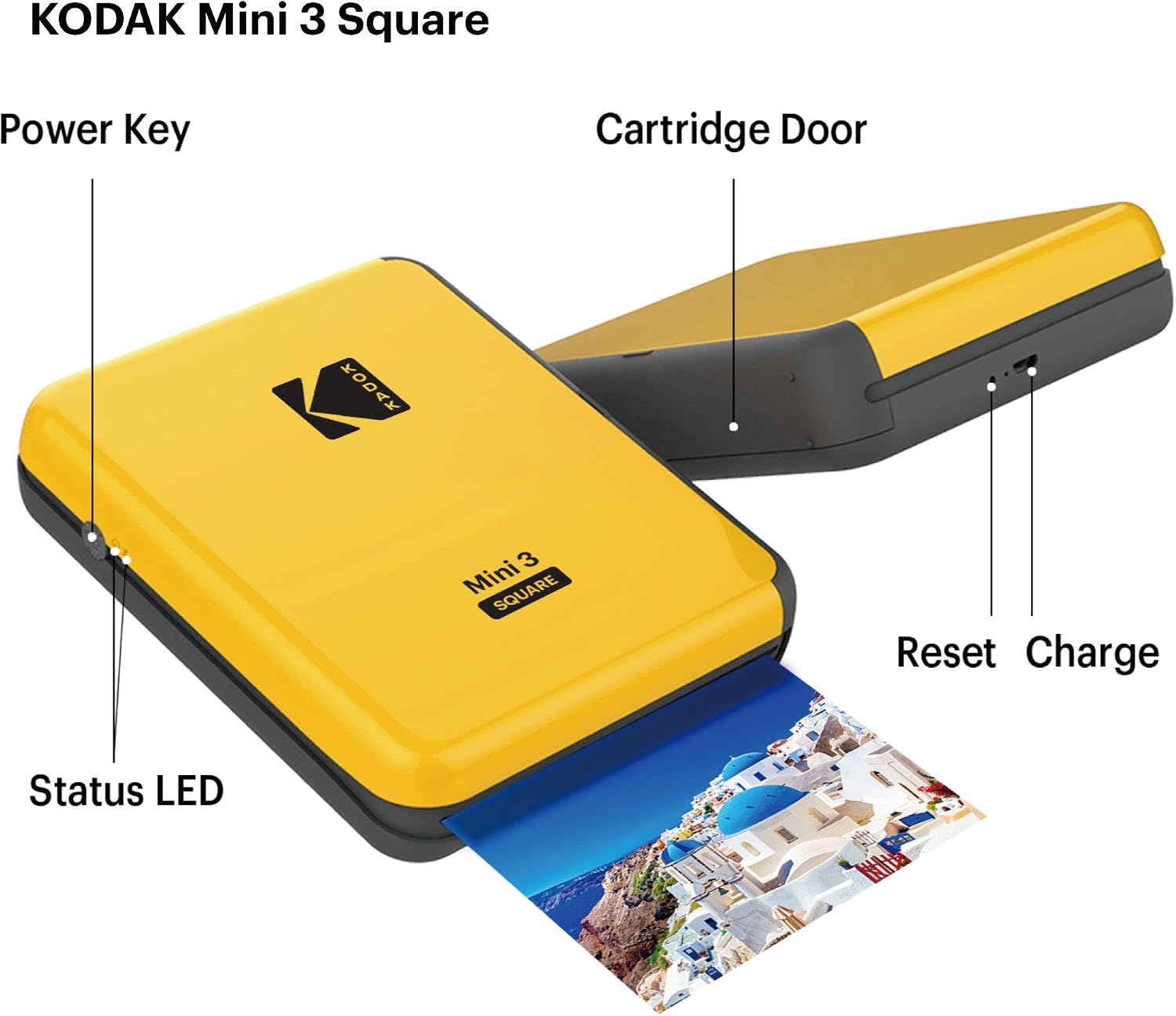 image:imageKODAK AllNew Mini 3 Square Instagram Size Bluetooth Portable Photo Printer with 4PASS Technology  White